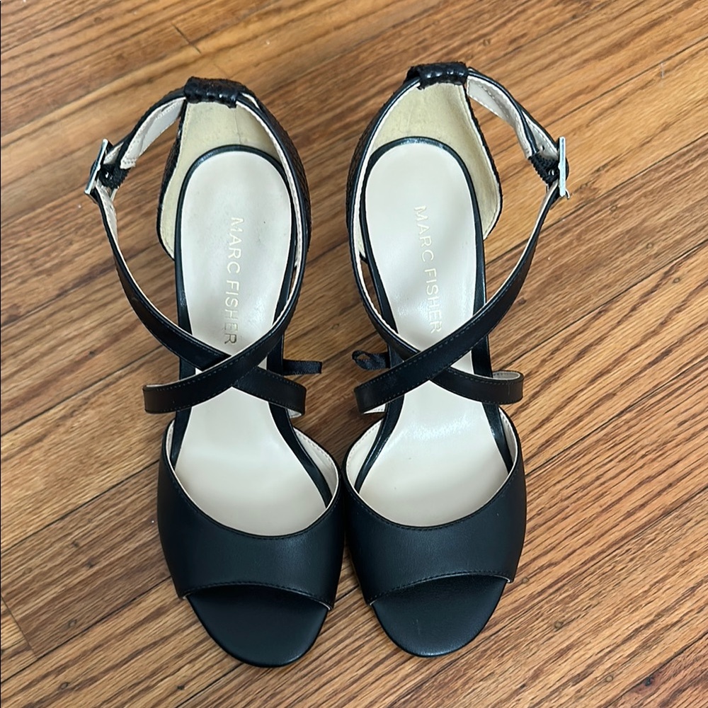 Marc Fisher Black 3 1/2 inches High Heel Sandals